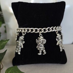 Vintage Silver Charm Bracelet Cowboy And Cowgirl Angel Charms